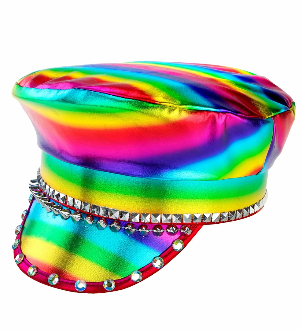 Widmann Studded Jewelled Rainbow Biker Hat 5 Widmann Studded Jewelled Rainbow Biker Hat