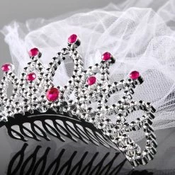 Partydecor Hen Party Tiara With Veil Silver