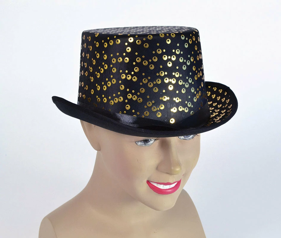 Bristol Top Hat Black And Gold Pattern Costume Accessories 3 Bristol Top Hat Black And Gold Pattern Costume Accessories