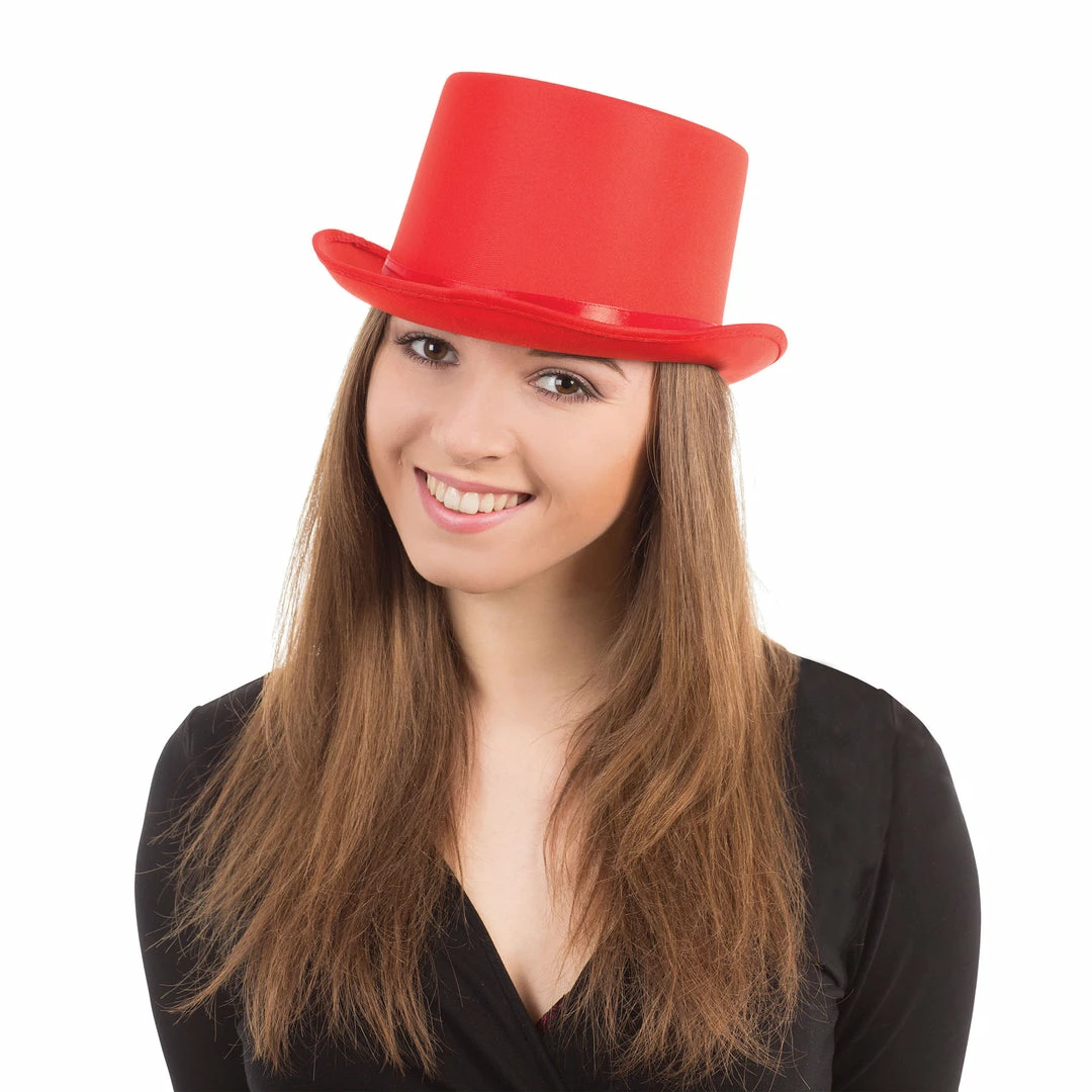 Bristol Costume Accessories Top Hat Red Satin 3 Bristol Costume Accessories Top Hat Red Satin
