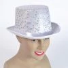 Bristol Top Hat White And Silver Pattern Costume Accessories