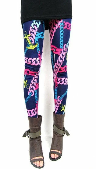 My Fancy Dress Vintage Punk Chain Graffii Leggings Ladies 3 My Fancy Dress Vintage Punk Chain Graffii Leggings Ladies