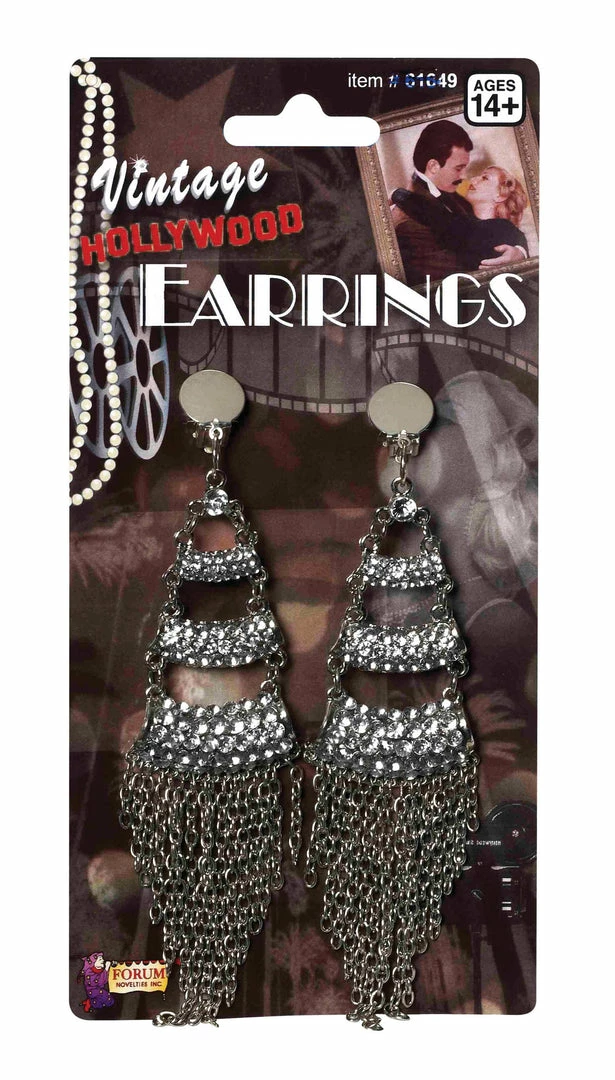 Bristol Vintage Rhinestone And Chain Earrings 1920's 3 Bristol Vintage Rhinestone And Chain Earrings 1920's