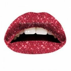 My Fancy Dress Violent Lips Red Glitter Temporary Lip Tattoos Facepaints & FX