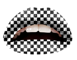My Fancy Dress Facepaints & FX Black & White Checker Temporary Lip Tattoo