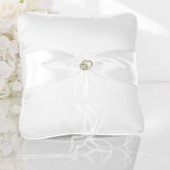 Partydecor Gold Hearts Ring Bearer Pillow