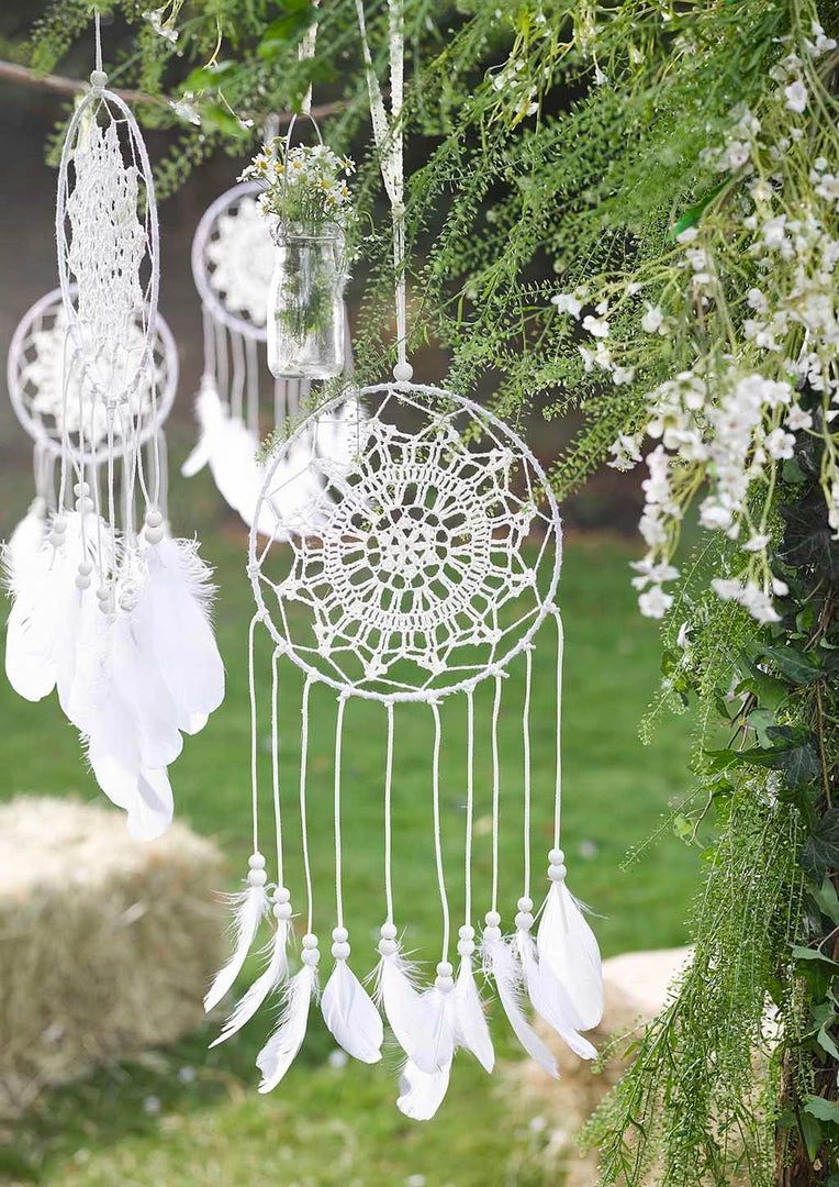 Talking Tables White Boho Dream Catcher With Feathers 3 Talking Tables White Boho Dream Catcher With Feathers