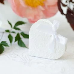 Partydecor Valentines White Heart Favor Boxes Pack Of 10