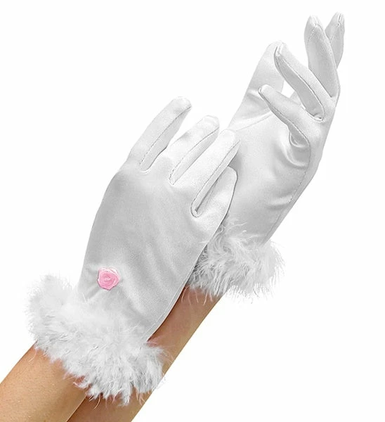 Widmann White Satin Gloves With Marabou Trim Costume Accessories 3 Widmann White Satin Gloves With Marabou Trim Costume Accessories