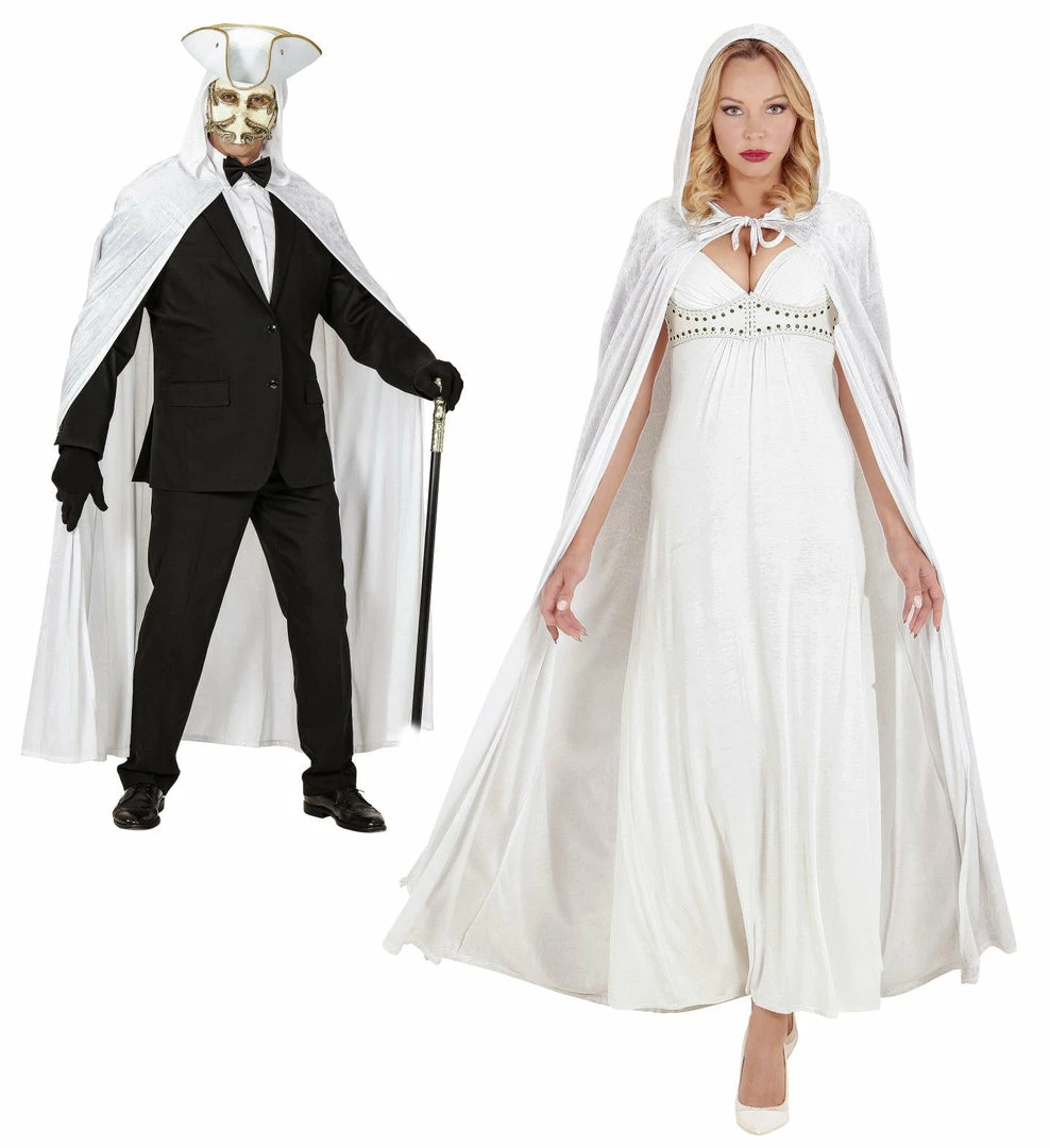Widmann Halloween White Velvet Hooded Cape 3 Widmann Halloween White Velvet Hooded Cape