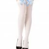 Widmann Costume Accessories White Thigh Highs With Azure Vichy Bows 1 Widmann Costume Accessories White Thigh Highs With Azure Vichy Bows