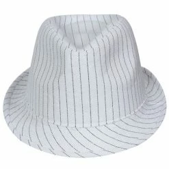 Wicked 1920's White Pinstripe Fedora Hat