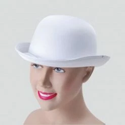 My Fancy Dress White Bowler Hat Satin Finish