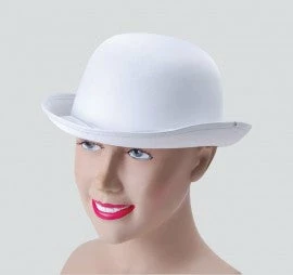 My Fancy Dress White Bowler Hat Satin Finish 3 My Fancy Dress White Bowler Hat Satin Finish