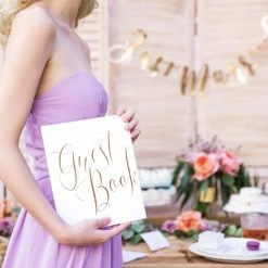 Partydecor White & Gold Wedding Guest Book