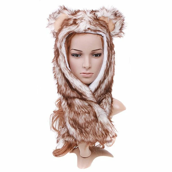 My Fancy Dress Animal Wolf Hat Brown And White 3 My Fancy Dress Animal Wolf Hat Brown And White