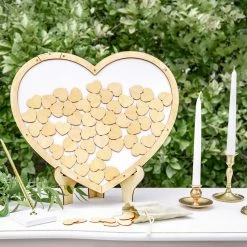 Partydecor Wooden Heart Wedding Guest Book