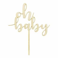 Partydecor Wooden Oh Baby Cake Topper Party Supplies