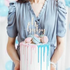 Partydecor Wooden Oh Baby Cake Topper Party Supplies
