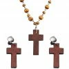 Widmann Wooden Rosary & Cross Earring Set Religious Costumes