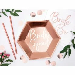 Partydecor Bride Squad Paper Plates Rose Gold Party Supplies