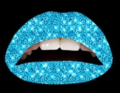 My Fancy Dress Facepaints & FX Violent Lips Blue Glitter Temporary Lip Tattoos